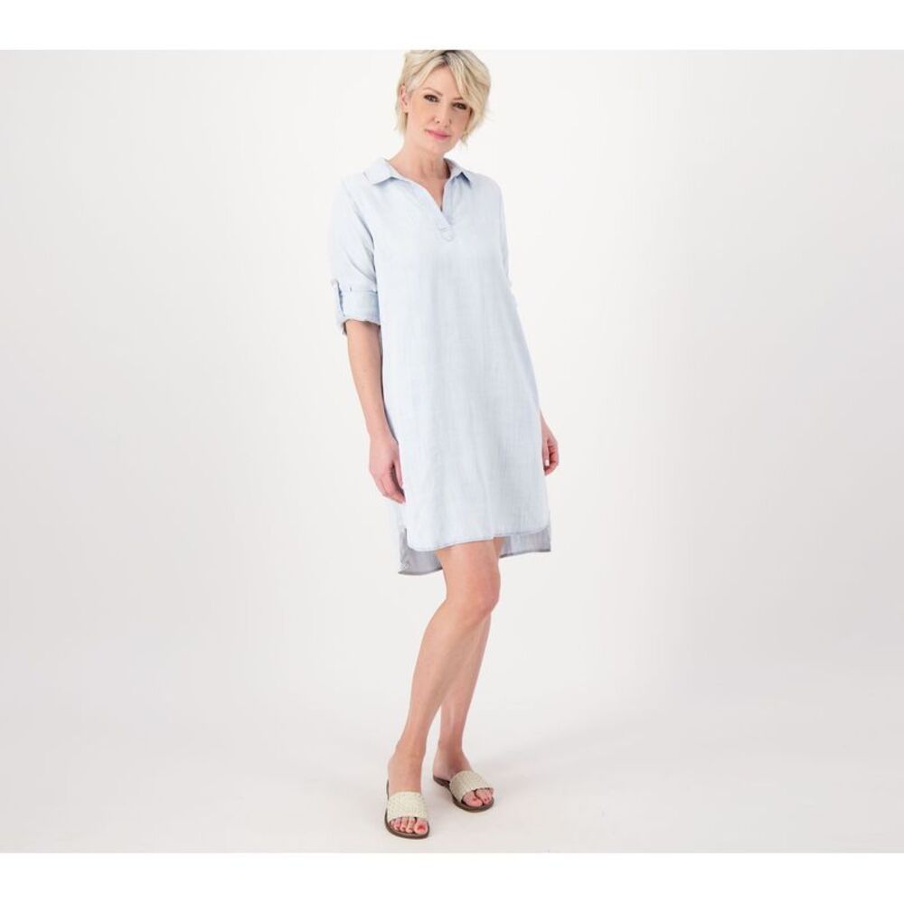 Side Stitch Women's Dress Sz M Long Sleeve A-Line Shirt Chambray A301136